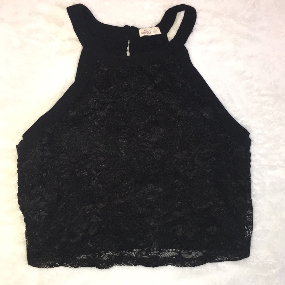 Hollister Lace-Front Halter Neck Crop Top